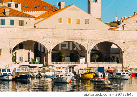 The boat dock near the old city of Dubrovnik The boat dock near the old city of Dubrovnik 29752643