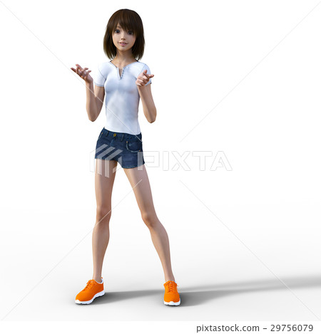 Young woman posing posing3DCG Illustration material 29756079