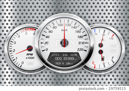 Speedometer. Car dashboard on metal perforated Speedometer. Car dashboard on metal perforated 29759515