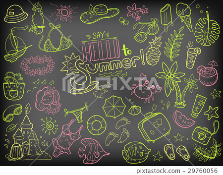 Vector cute doodle collection of summer. The sea 29760056