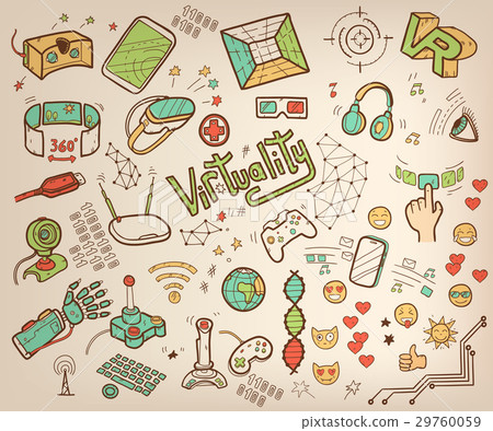 Doodle vector collection of virtual reality and 29760059