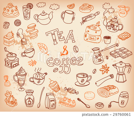 Big vector collection of doodle tae and coffee 29760061