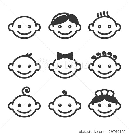 Baby Face Icons Set 29760131