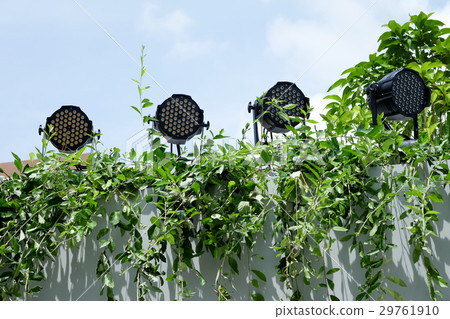 PAR LED lighting equipment on the roof. PAR LED lighting equipment on the roof. 29761910
