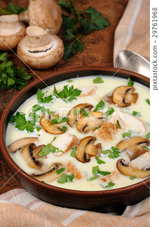Soup puree from of champignons and chicken 29761968