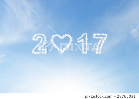2017 cloud with heart shape on blue sky 2017 cloud with heart shape on blue sky 29763081