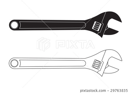Adjustable wrench. Black and white icons 29763835