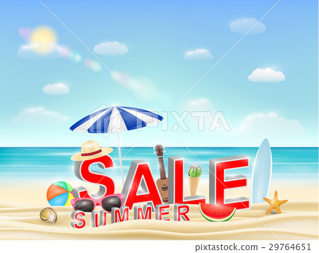 summer sale on a sea sand beach vector-插圖素材 [29764651] - PIXTA圖庫