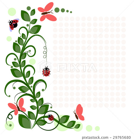 vector drawing with flowers and insects vector drawing with flowers and insects 29765680