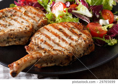 Barbecue spicy pork steak with fresh vegetable 29765699