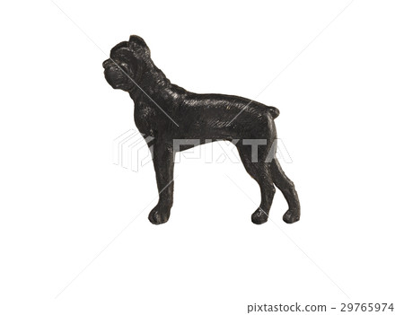 Black dog figure on white background, Boxer 29765974