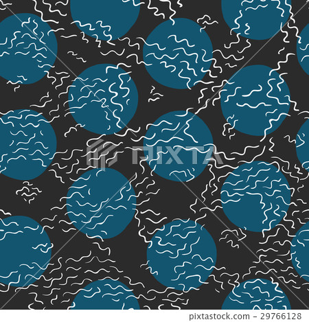 Doodle line with chaotic dots seamless pattern - Stock Illustration ...