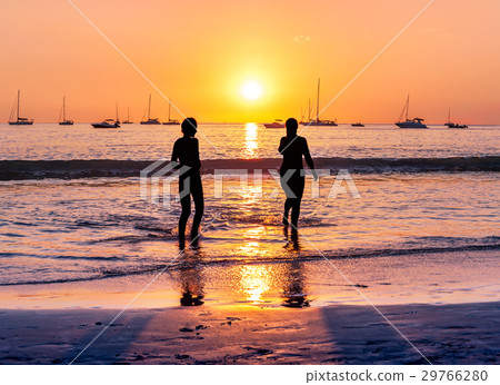 Seascape landscape nature with silhouette people 29766280
