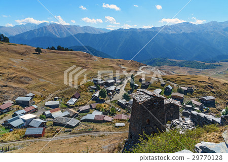 View on Upper Omalo village. Tusheti. Georgia 29770128