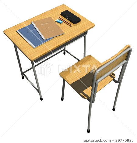 Classroom desk and stationery (images of... - Stock Illustration ...