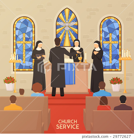 Church Service Religious  Ceremony Flat Banner  29772627