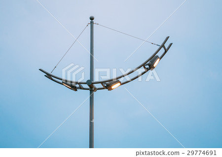 Street Lantern Lamppost On Evening Blue Sky 29774691