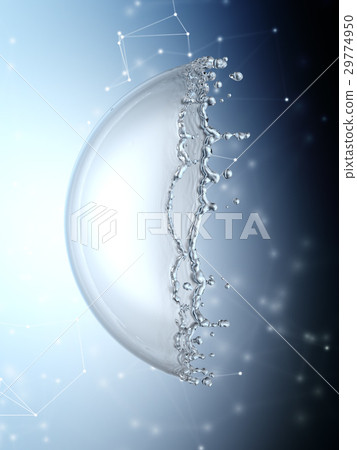 Water splash in the form of a sphere . 3D Water splash in the form of a sphere . 3D 29774950