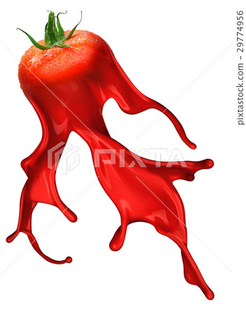 Red tomato with paint splash 29774956