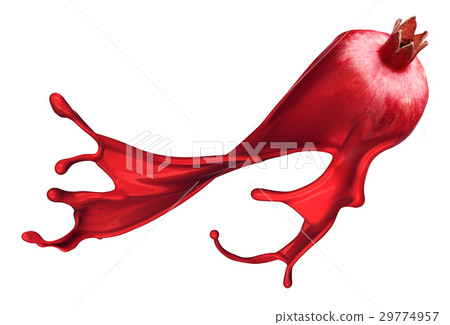red pomegranate isolated and Ink Splashes red pomegranate isolated and Ink Splashes 29774957