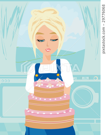 Housewife baked the cake 29776068