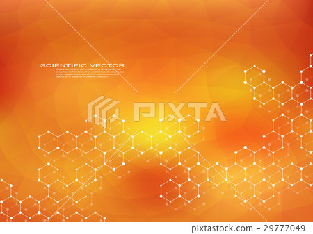 Hexagonal structure molecule dna of neurons system - Stock Illustration ...