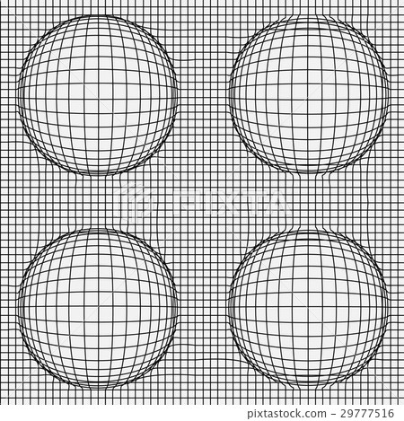 Grid of distorted dynamic lines with Spheres. Grid of distorted dynamic lines with Spheres. 29777516