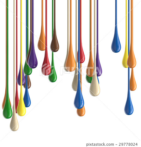 3D multicolor colorful glossy paint drop blobs 29778024