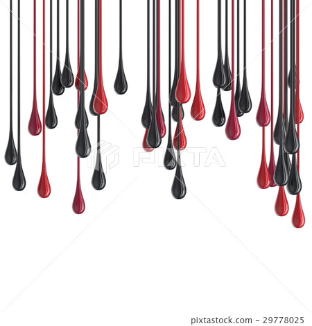 3D red and black glossy paint drop blobs 29778025
