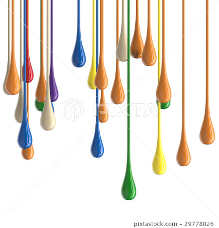 3D multicolor colorful glossy paint drop blobs 29778026