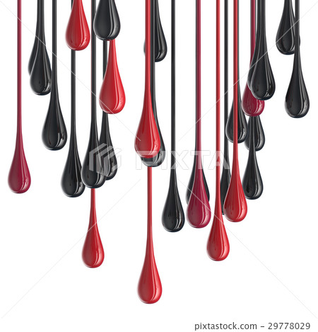 3D red and black glossy paint drop blobs 29778029