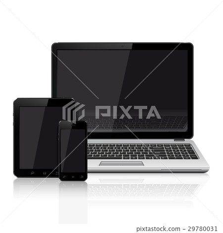 Laptop, mobile phone, tablet on a white background 29780031