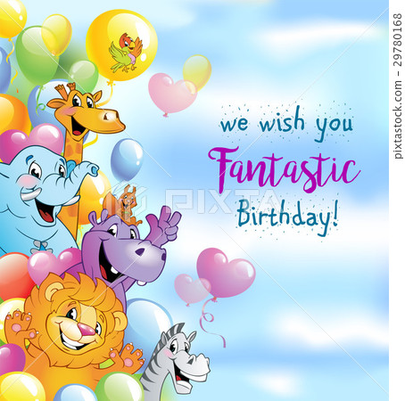 Cartoon animals, cheerful background 29780168