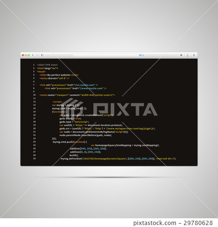 Modern browser with simple html code of web page 29780628