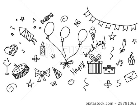 Happy birthday hand drawn set doodle 29781062