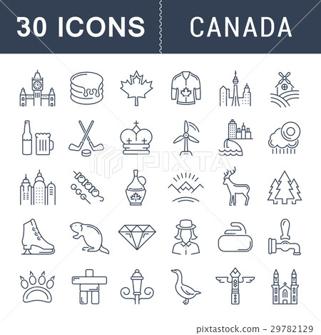 Set Vector Flat Line Icons Canada 29782129