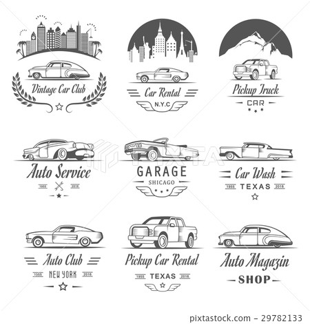 Vector Set of Vintage Car Badges and Sign Vector Set of Vintage Car Badges and Sign 29782133