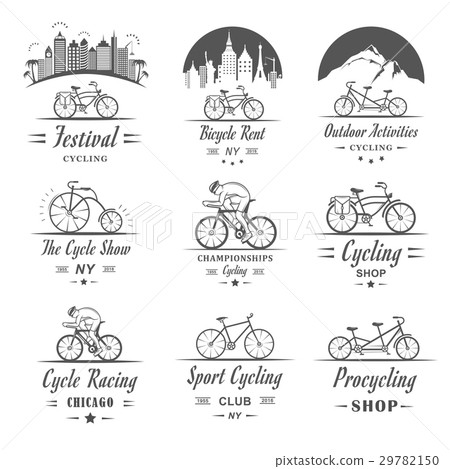 Set Vintage Cycling and Bicycle Sign and Badges 29782150