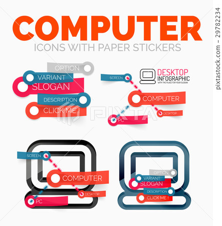 Vector diagram elements set of PC computer icons 29782234