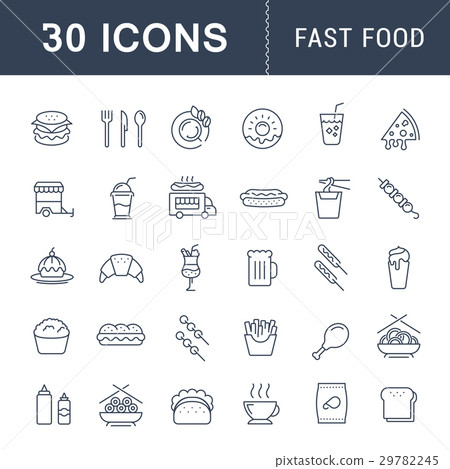 Set Vector Flat Line Icons Fast Food Set Vector Flat Line Icons Fast Food 29782245