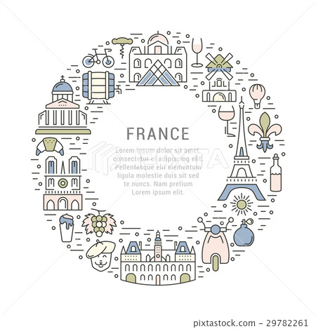 Vector Flat Line Banner Paris and France 29782261