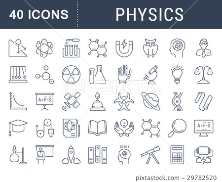 Set Vector Flat Line Icons Physic 29782520