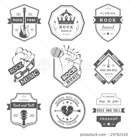 Set of vintage logos of rock music Set of vintage logos of rock music 29782526