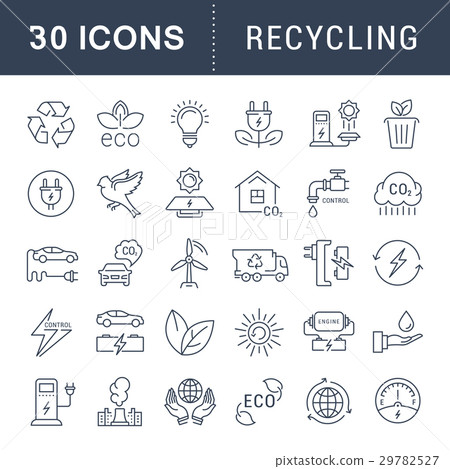 Set Vector Flat Line Icons Recycling Set Vector Flat Line Icons Recycling 29782527