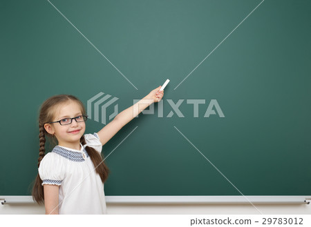school student girl posing at clean blackboard school student girl posing at clean blackboard 29783012