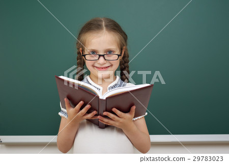 school student girl posing at clean blackboard 29783023