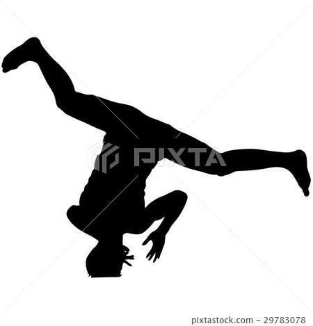 Black Silhouettes breakdancer on  white background 29783078