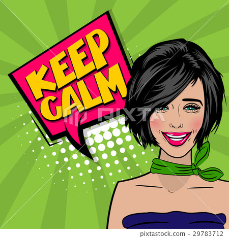 图库插图: pop art cartoon comic sexy woman say keep calm
