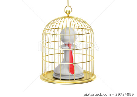 Birdcage with office clerk inside, 3D rendering 29784099