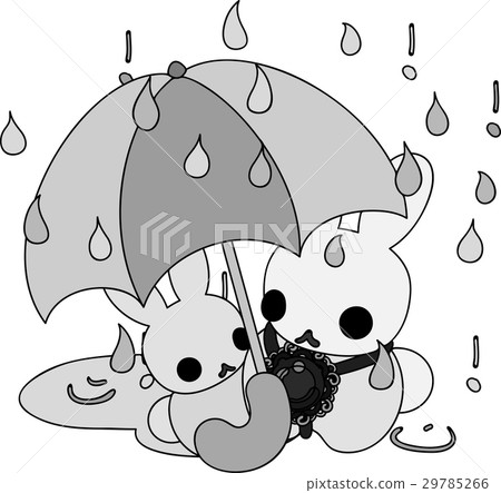 Cute rabbit and rain Cute rabbit and rain 29785266
